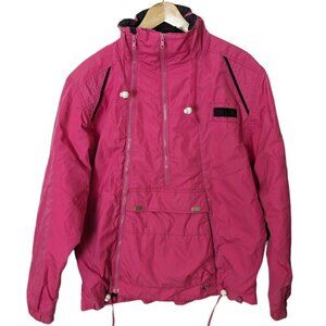 Vintage Obermeyer Jacket Apres Ski Barbie Pink Zippered Kangaroo Pocket Size 12